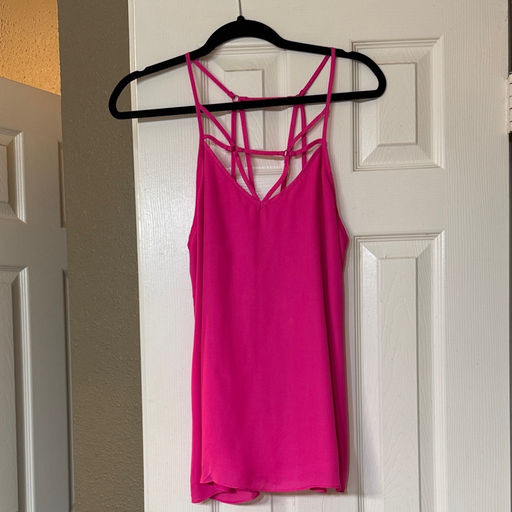J.O.A. Hot Pink Strappy Lattice-Back Camisole